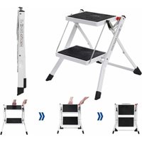 Trittleiter 2 Stufen Mini Leiter Klapptritt Klappleiter Klapptreppe Tritt Haushaltstritt Stehleiter Sprossenleiter klappbar faltbar bis 150 kg von DAY PLUS