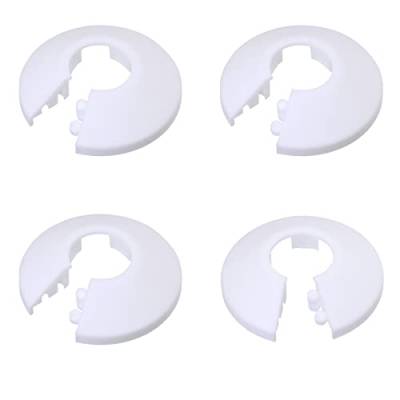 DBOO 15 mm Kunststoff-Heizkörperrohrabdeckungen, 4 Stück, weiße Rohrmanschetten, geteilter Kunststoff, leichte Rosette für Wandrohr-Dekoration von DBOO