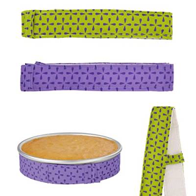 DBOO 2 Set Kuchenstreifen für Kuchenformen, dicke Baumwolle, sehr saugfähig, 88 x 4 cm, Violett / Grün von DBOO