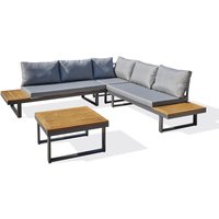 Miyako - 5-Sitzer-Gartenmöbel-Set aus Akazienholz und anthrazitgrauem Aluminium Dcb Garden Gris anthracite von DCB GARDEN