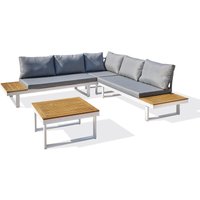 Miyako - 5-Sitzer-Gartenmöbel aus Akazienholz und weißem Aluminium Dcb Garden Blanc von DCB GARDEN