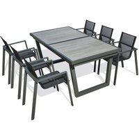 Olhos - 6-Sitzer-Essgruppe aus anthrazitfarbenem Aluminium und Keramikplatte Dcb Garden Gris anthracite von DCB GARDEN