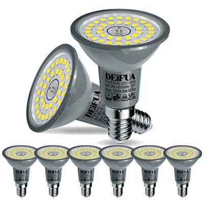 DEIFUA E14 LED Lampe Kaltweiss 6000K 6W 1000 Lumen Ersetzt 100W PAR16 Halogen Leuchtmittel, 6er-Pack, Nicht Dimmbar R50 Reflektorlampen, Flimmerfrei Strahler, Abstrahlwinkel 120° Spot Birnen von DEIFUA