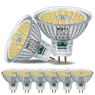 DEIFUA GU5.3 LED Neutralweiß 700 Lumen 6,5W Ersetzt 60W MR16 Halogen Glühbirne, 6er-Pack, AC/DC 12V Flimmerfrei Leuchtmittel, 4000K Strahler, 120°-Abstrahlwinkel Spot, Nicht Dimmbar Reflektor Lampen von DEIFUA
