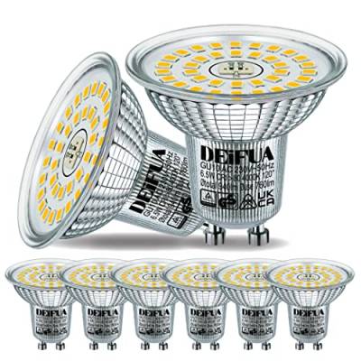 DEIFUA GU10 LED Lampe Neutralweiss 4000K 6.5W 940 Lumen Ersetzt 100W PAR16 Halogen Leuchtmittel, 6er-Pack, Nicht Dimmbar Reflektorlampe, Flimmerfrei Kürzere Strahler, Abstrahlwinkel 120° Spot Birnen von DEIFUA