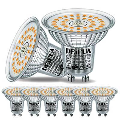 DEIFUA GU10 LED Lampe Warmweiss 2700K 6W 900 Lumen Ersetzt 100W PAR16 Halogen Leuchtmittel, 6er-Pack, Nicht Dimmbar Reflektorlampen, Flimmerfrei Kürzere Strahler, Abstrahlwinkel 120° Spot Birnen von DEIFUA