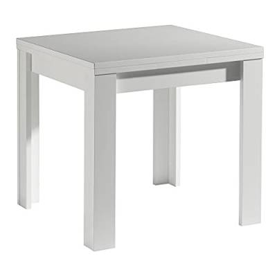 DEINE TANTE EMMA 0560_80x80 MONZI Weiß matt Tisch Esstisch Auszugstisch Küchentisch Funktionstisch ausziehbar 80 x 80 cm von DEINE TANTE EMMA