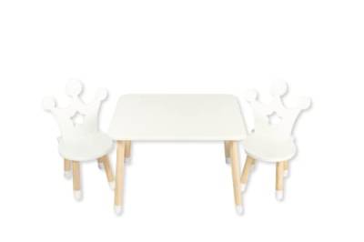DEKORMANDA - Kindertisch mit Stühle - Kinderzimmer Möbel - EIN Stuhl in Hasenform für Kleine Tierfreunde - Weißer Tisch Kinder mit 2 Lehrstuhl - Kids Table and Chair Set von DEKORMANDA