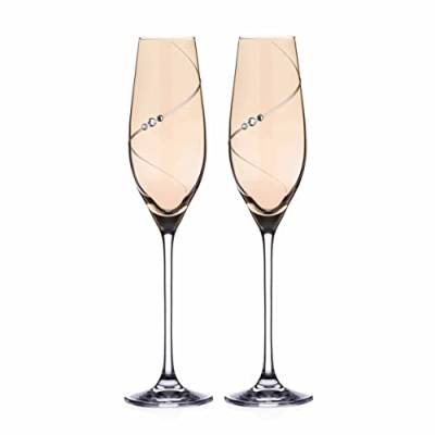 DIAMANTE Bernstein-Silhouette, Champagnerflöten, verziert mit Swarovski-Kristallen, 2 Stück, in Elixir-Geschenkbox von DIAMANTE