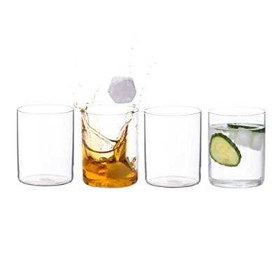 DIAMANTE Kristallglas Tumbler Set - "Air" - Leichte & Dünnwandige Trinkgläser - Ideal Allrounder, Eiskaffee, Cocktails, Wasser, Erfrischungsgetränke - 4er Set von DIAMANTE