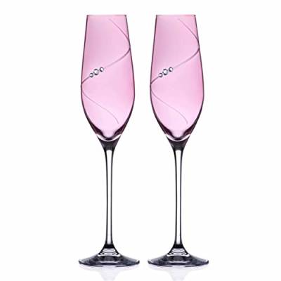 DIAMANTE Pink Lustre Silhouette Champagnerflöten, verziert mit Swarovski-Kristallen, 2 Stück in Elixir-Geschenkbox von DIAMANTE