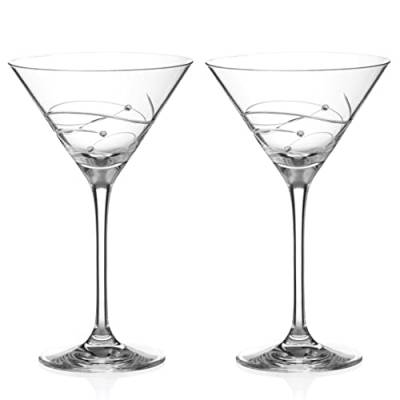 DIAMANTE Swarovski Martini Prosecco Cocktailgläser, spiralförmig, handgeschliffenes Kristallglas mit Kristallen, in Geschenkbox von DIAMANTE