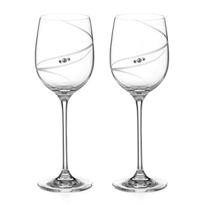 DIAMANTE Swarovski Weißweingläser, 2 Stück, "Double Silhouette", handgeschliffenes Design, verziert mit Swarovski-Kristallen, 2 Stück von DIAMANTE