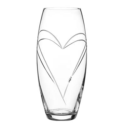 DIAMANTE Vase, Herz im Herz, handgeschliffen, Swarovski-Kristalle, 30 cm von DIAMANTE