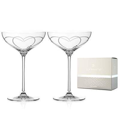 Diamante Swarovski Crystal Champagner Cocktail Untertassen Paar - 'Toast Heart' - verziert mit Swarovski Kristallen - 2er Set von DIAMANTE