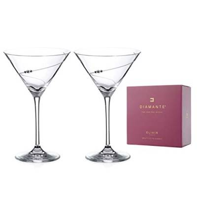 Diamond Swarovski Martini Prosecco Cocktailgläser "Silhouette", handgeschliffenes Design, verziert mit Swarovski-Kristallen von DIAMANTE