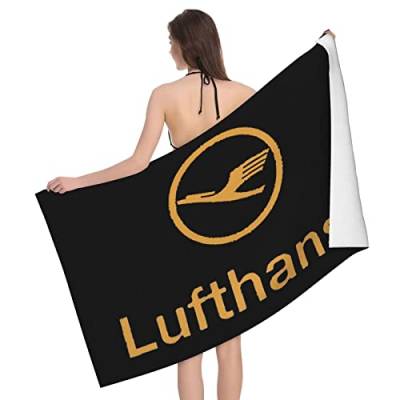 DJNGN Lufthansa Strandtuchdecke, übergroßes, schnell trocknendes Strandtuch, Badetuch für Badezimmer, Schwimmbad, Reisen, Camping, Yoga, Sport, 32 x 52 Zoll von DJNGN