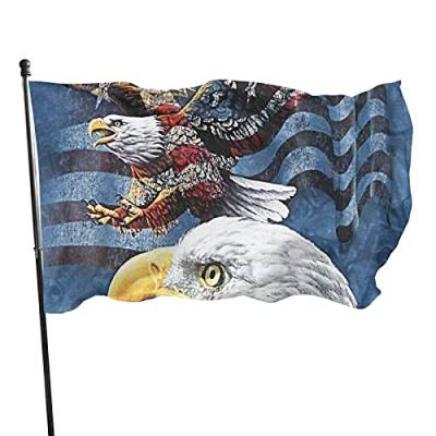 Gartenflagge USA-Flagge Amerikanischer Patriotischer Adler Flagge Polyester mit 2 Messingösen Banner Lebendige Farbe und farbecht Yard Flag Indoor Yard Decor Flags 3x5 Ft von DJNGN
