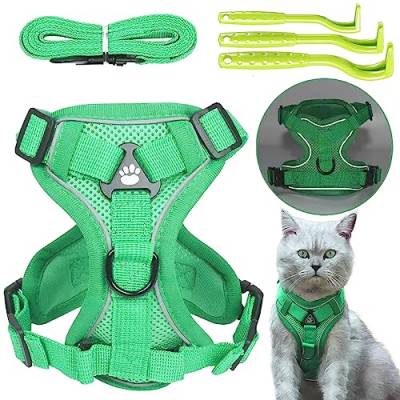 DKDDSSS 3PCS Katzengeschirr mit Leine, Verstellbares Katzengeschirr Ausbruchsicher, Reflektierend Geschirr Set, Leichtes Kätzchengeschirr, für kleine große Katzen, Hunde Welpen von DKDDSSS