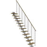 DOLLE Mittelholmtreppe »Dublin«, eichenholz, 14 Stufen, bis 337cm Raumhöhe - grau von DOLLE