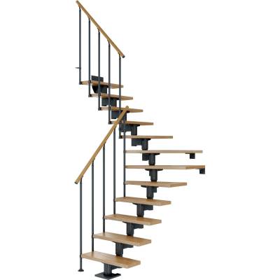 Dolle Mittelholmtreppe Cork Eiche Anthrazit GH b. 270cm 1/4 Gewendelt 75 cm FSC von DOLLE