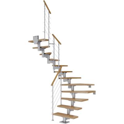 Dolle Mittelholmtreppe Cork Eiche Perlgrau GH b. 292 cm 1/2 Gewendelt 75 cm FSC von DOLLE