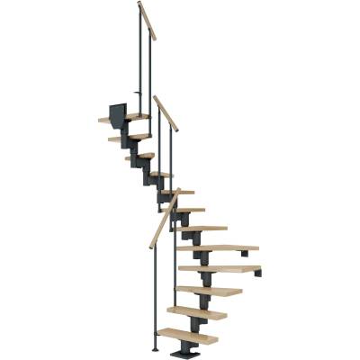 Dolle Mittelholmtreppe Dublin Ahorn Anthrazit GH bis 270 cm 1/2 Gewendelt 65 cm von DOLLE