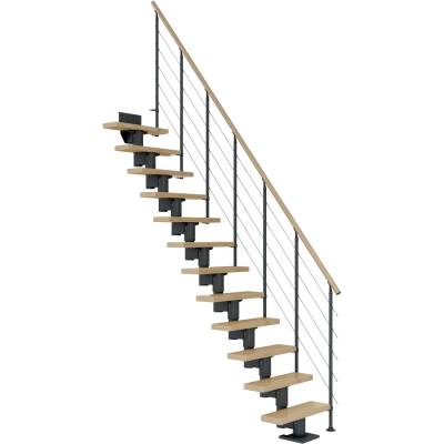 Dolle Mittelholmtreppe Dublin Ahorn Anthrazit GH bis 292 cm Gerade 65 cm FSC von DOLLE