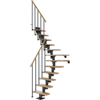 Dolle Mittelholmtreppe Dublin Eiche Anthrazit GH bis 337 cm 1/4 Gewendelt 75 cm von DOLLE