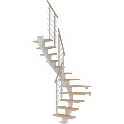 Dolle Mittelholmtreppe Frankfurt Buche Weiß GH b. 258cm 1/2 Gewendelt 65cm FSC von DOLLE