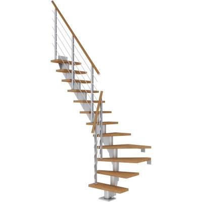 Dolle Mittelholmtreppe Frankfurt Eiche Perlgrau GH bis 258 cm 1/4 - gew. 75 cm von DOLLE