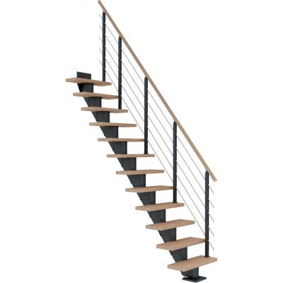 Dolle Mittelholmtreppe Frankfurt Eiche Weiß Anthrazit GH bis 279 cm Gerade 65 cm von DOLLE