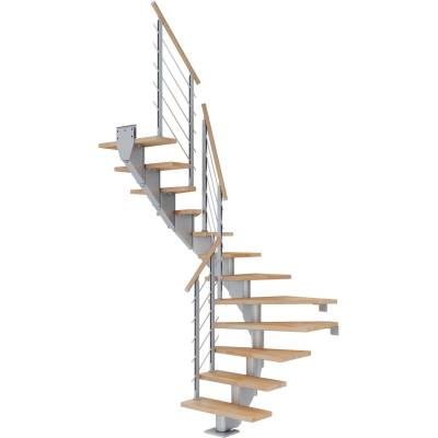 Dolle Mittelholmtreppe Hamburg Buche Perlgrau GH bis 301 cm 1/2 Gewendelt 85 cm von DOLLE