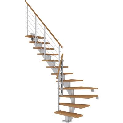 Dolle Mittelholmtreppe Hamburg Eiche Perlgrau GH bis 258 cm 1/4 Gewendelt 85 cm von DOLLE