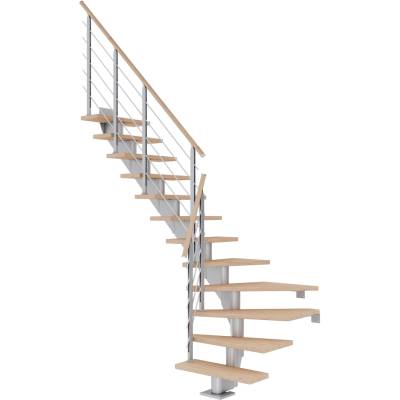 Dolle Mittelholmtreppe Hamburg Eiche Weiß Perlgrau GH bis 279 cm 1/4 Gew. 75 cm von DOLLE