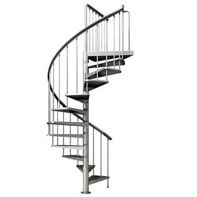 Spindeltreppe verzinkt | Außenspindeltreppe | Wendeltreppe | Geschosshöhe: 266,5-305,5 cm| 12 Stufen | Durchmesser 185 cm | Stufen und Podest: Metall gelocht | Gartentreppe | Außentreppe von DOLLE