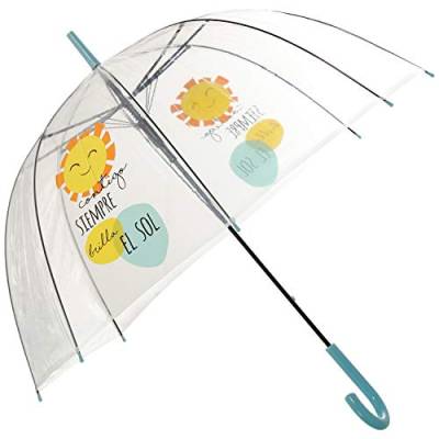 DONREGALOWEB Transparenter Regenschirm, positiver Gehstock, zusammenklappbar, 85 x 84 cm (immer leuchtet die Sonne) von DonRegaloWeb
