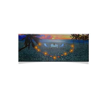 DRULINE LED Leinwand Bild Fotografie Landschaft Beleuchtet Batteriebetrieben Indoor Wand (Romantischer Strand) von DRULINE