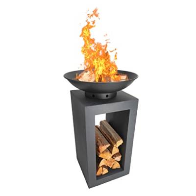 DRULINE Moderne Feuerschale – Feuerschalen für den Garten – Sicher & Stabil Feuerkorb – Feuerstelle schwarz, aus Gusseisen – Feuerstelle Outdoor – für unvergessliches Feuererlebnis von DRULINE