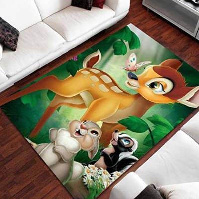 Cartoon Hirsch Bambi gedruckt Muster Teppich Baby Spielmatte Wohnzimmer Teppich Dekoration Haustier Teppich 120 * 160cm von DYBTPTOP