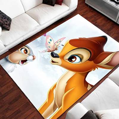 Cartoon Hirsch Bambi gedruckt Muster Teppich Baby Spielmatte Wohnzimmer Teppich Dekoration Haustier Teppich 80 * 120cm von DYBTPTOP