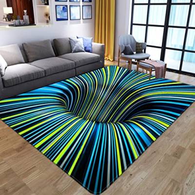 Illusion Teppich 3D Vortex Abstrakte Geometrische Optische Fußmatte Anti-Rutsch Bodenmatte Wohnzimmer Dekor Teppich 120 * 160cm von DYBTPTOP
