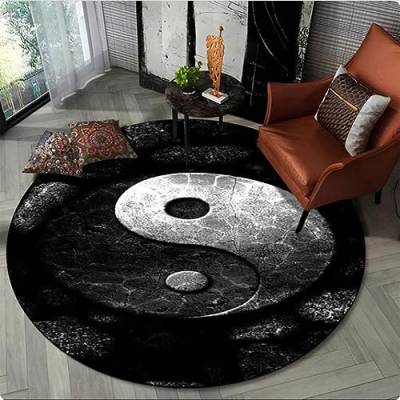 Runder Teppich chinesisches tai chi Bagua Yin Yang Bereich Teppich, Teppich für Wohnzimmer Schlafzimmer spielzimmer dekor,Durchmesser 120cm von DYBTPTOP