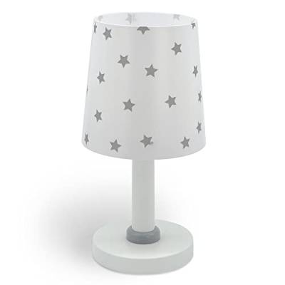 Dalber Kinder Tischlampe Nachttischlampe kinderzimmer Star Light Sterne Weiß Grau 82211B, E14 von Dalber