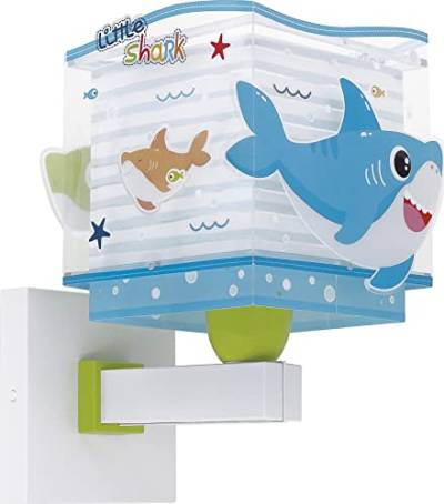 Dalber kinder Wandlampe, Kinderlampe Wandleuchte, kinderzimmer Little Shark Haie Tiere, kinder zimmer leuchte lampenschirm, 63479, E27 von Dalber