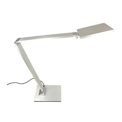 Dapo Hochwertige LED-Tisch-Schreibtisch-Leuchte mit 3-Stufen-Touch-Dimmer TEKIN Alu-massiv silber, eingebaute LEDs 10W Arbeits-Nachttisch-Büro-Lampe von Dapo