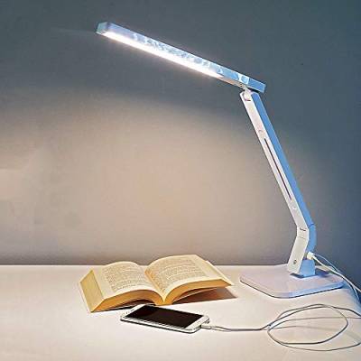 Hochwertige LED-Tisch-Schreibtisch-Leuchte-Lampe JAN mit USB-Anschluss, Touch-Dimmer, inkl. eingebaute LEDs 6 W, Nachttisch-Büro-Schüler-Leuchte-Lampe von Dapo