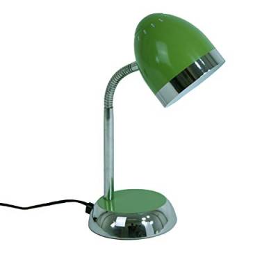 LED-Tisch-Schreibtisch-Leuchte-Lampe TOM, verstellbar, Chrom/grün, H: 36cm, Fuß D:12,5cm, Kopf D: 9,8cm, L:11cm, inklusive LED E14 1x 2,8W, Nachttisch-Lese-Kinder-Leuchte-Lampe (grün) von Dapo