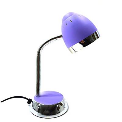 LED-Tisch-Schreibtisch-Leuchte-Lampe TOM, verstellbar, Chrom/violett, H: 36cm, Fuß D:12,5cm, Kopf D: 9,8cm, L:11cm, inklusive LED E14 1x 2,8W, Nachttisch-Lese-Kinder-Leuchte-Lampe (violett) von Dapo