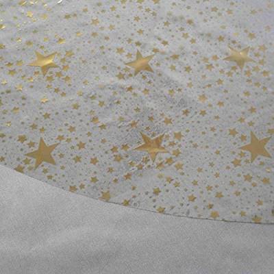 Transparente Folie Tischdecke Tischfolie Schutzfolie mit Muster Sterne Gold Oval ca. 140 x 280 cm abwaschbar von DecoHomeTextil